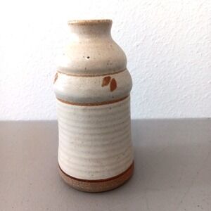 Studio Art Pottery Bud Vase Stamped Signed Handmade Signed 6" Milk Bottle Rustic